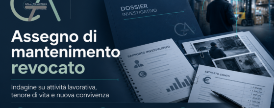 Assegno di mantenimento revocato dopo indagine investigativa